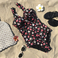 Retro floral one-piece swimsuit