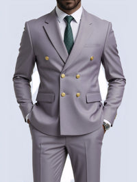 Business Non-Iron Two-Piece Suit With Double-Breasted Gold Buttons
