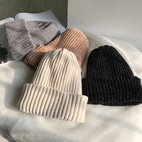 Pure Color Chenille Knitted Hat Women Woolen Hat
