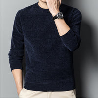 Fleece-lined Keep Warm Pure Color Men's Sweater