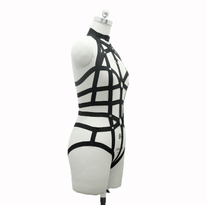 New pastel goth Women bust garterbelt sexy lingerie set gothic bust bondage garterbelt suit neck collar retail