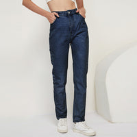 Ladies denim straight-leg pants