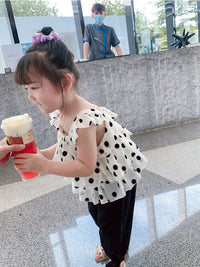Girls Polka Dot Vest + Pants Two Piece Set
