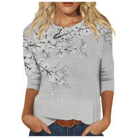 Round Neck Printed Casual Loose Long Sleeve