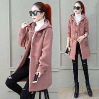 Plush Faux Lamb Wool Mid-length Woolen Coat