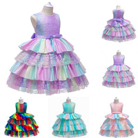 Colorful Gradient Lace Princess Dress
