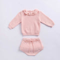 Temperament ruffled shorts long-sleeved top two-piece suit