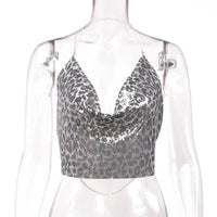 Womens Metallic Sequin Camisole Top