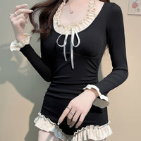 Swimsuit Women's One-piece Long Sleeves French Retro Conservatively Thin
