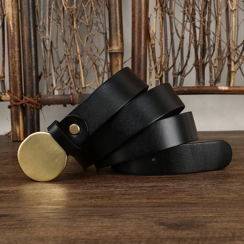 Fashion Smooth Round Buckle Belt For Men