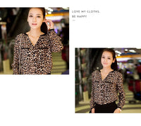 Casual Chiffon Shirt Women's Leopard Print Pattern Anti-DDoS Stand Collar Shirt