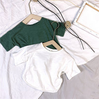 Slub cotton candy color bottoming shirt