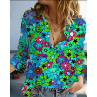 Fashion Casual Shirt Digital Printing Lapel Long Sleeve Shirt
