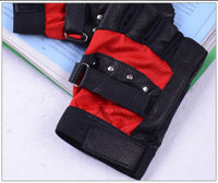 Men's leather warm half finger gloves