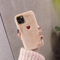 Autumn and winter small love warm plush phone case