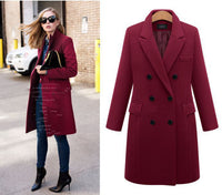 Medium length large woolen overcoat for women