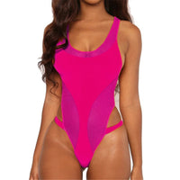 European And American Solid Color One-piece Bikini Swimsuit Swimwear
