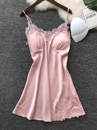 Women's sexy strappy ice silk nightdress