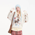 Sweet Puppy Embroidery Sweater Coat For Women Relaxed-Style Knitted Top