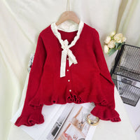 Women's Knit Cardigan Bow Tie Sweater