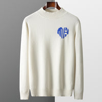 Woolen Sweater Men's Pure Wool Round Neck Embroidered Bottoming Shirt