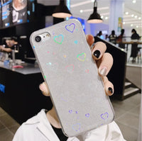 Compatible with Apple, Glitter Laser Heart Case for iPhone