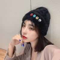 Warm and velvet pointy knitted hat