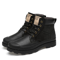Leather high-top casual shoes