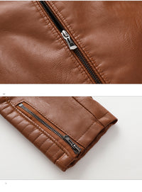 Men's plus velvet PU leather jacket