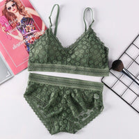 Fashion cross straps gather bra lace underwear set