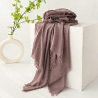 Strict Selection Summer Cotton And Linen Scarf Solid Color Simple Sun Protection