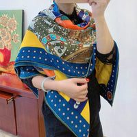 Vintage printed silk cashmere scarf shawl
