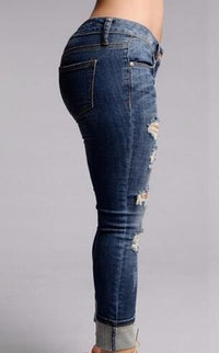 Ladies ripped long jeans