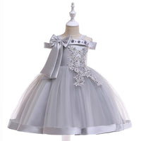 Girls bow beaded flower dress