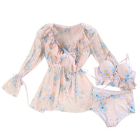 Split chiffon blouse swimsuit