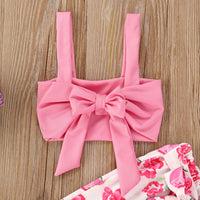 Girls' floral top tube top small floral pants