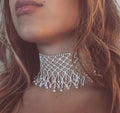 Women Rhinestone Fringed Necklace Chain