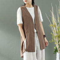 Women's Simple Artistic Loose Cotton-Linen Jacket Vest