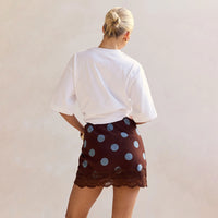 Chic Sassy Waist-cinching Polka-dot Lace-trimmed Skirt For Women