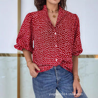 Women's Loose Print Versatile Button Up Shirt