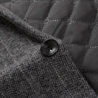 Men's Lapel medium length striped woolen coat