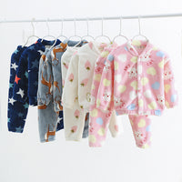 Flannel Stand Collar Buttoning Cartoon Print Suit