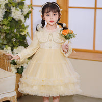 Girl's Dress Western Style Tulle Tutu Long Sleeve