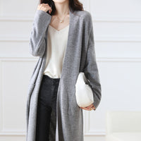 Super Long Wool Knit Cardigan Women