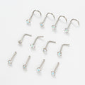 Stainless Steel Zircon Nose Stud 3mm RoundSquareHeartStar Piercing Jewelry