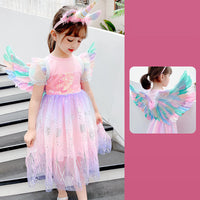 Girls Dress Colorful Angel With Wings