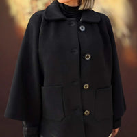Women's Woolen Coat Casual Loose Lapels Pocket Cardigan