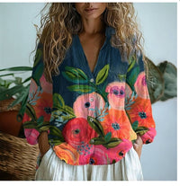 3D Printed Abstract Pattern Women's Long-sleeved Blouse