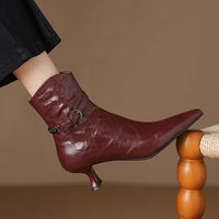 Womens French-style Pointed-toe Stiletto Ankle Boots