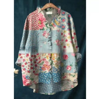 Loose-fitting Printed Crew-neck Casual Plus-size Womens Top